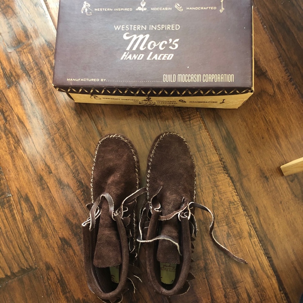 Vintage western inspired hand laced moccasins